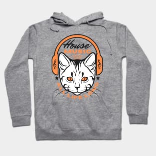 HOUSE MUSIC - Headphone Cat (Orange/Black) Hoodie